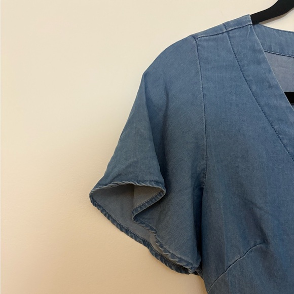 LOFT short Sleeve Wrap Midi Denim Dress Women’s 4 Denim Blue - Picture 4 of 11